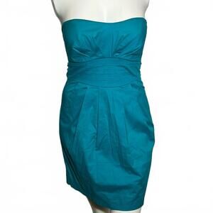 Windsor Womens Strapless Dress Size S Turquoise Bow Pockets
